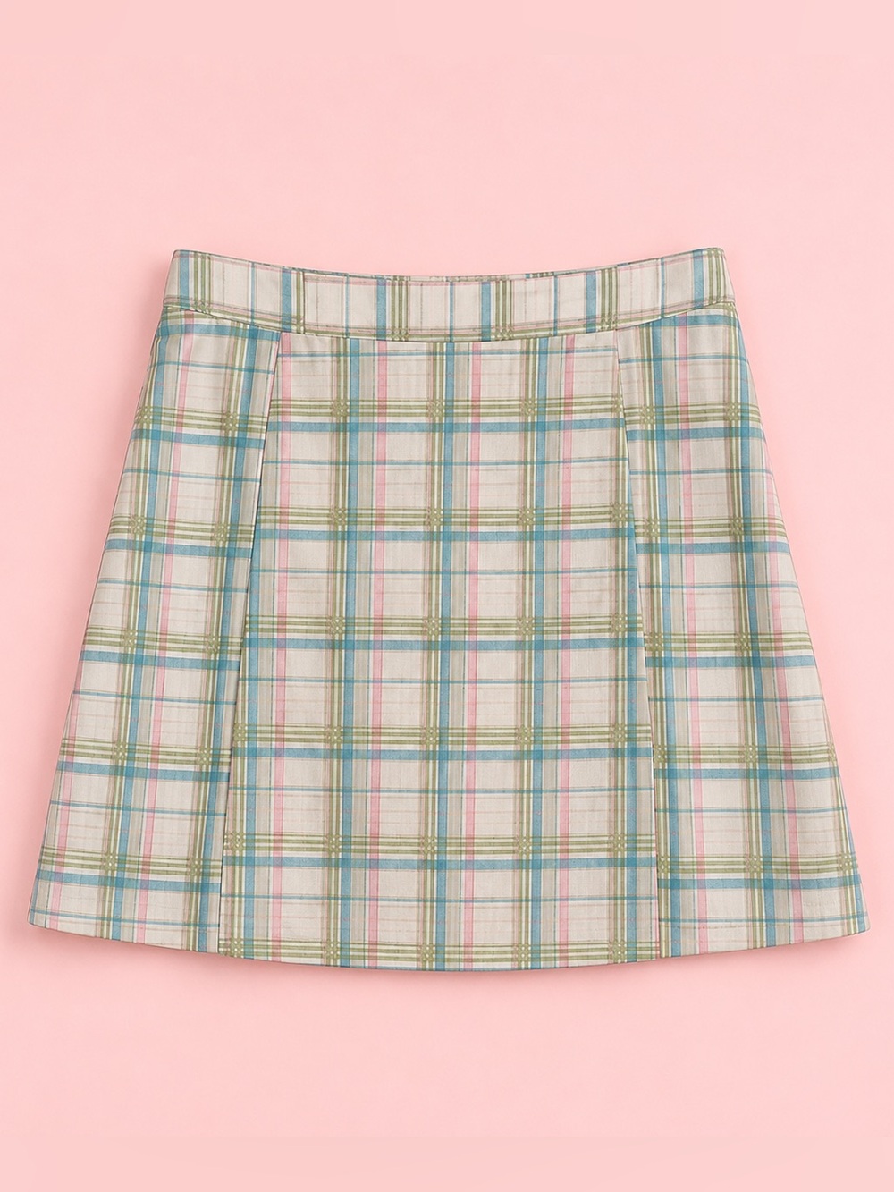 Athleta Fairway High Rise Golf Skort Pastel Plaid Pink Blue Green Size 10 ⛳️✨